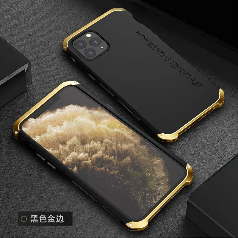 black gold Металлический Алюминиевый Чехол Bumber для iphone 11, чехол-гибрид, задняя крышка из поликарбоната для iphone 11 pro max, чехол, противоударный чехол, Fundas - Цвет: black gold