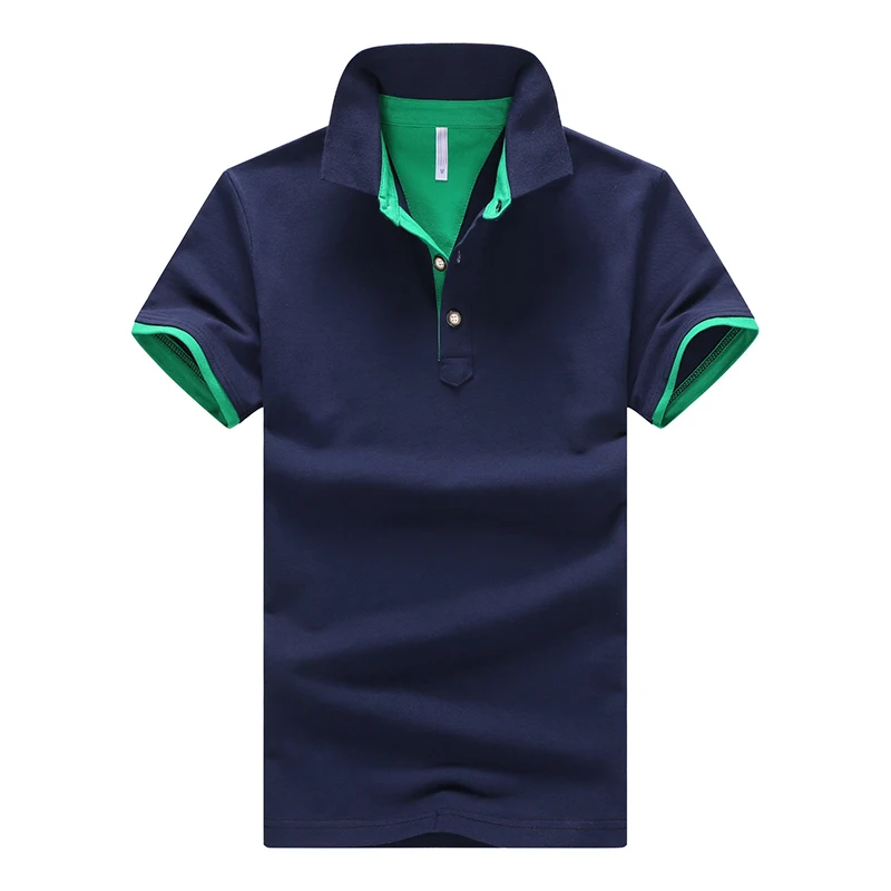 blue green Мужские рубашки поло, мужские повседневные хлопковые рубашки поло, мужские рубашки поло с коротким рукавом, мужские тонкие топы, Повседневные Дышащие одноцветные деловые рубашки - Цвет: blue green