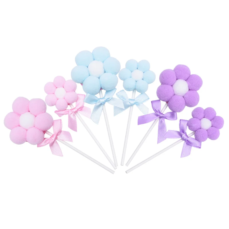 3/5/10 наборов плюшевый шар для торта Цветочный Мягкий помпон свадьбы дня рождения