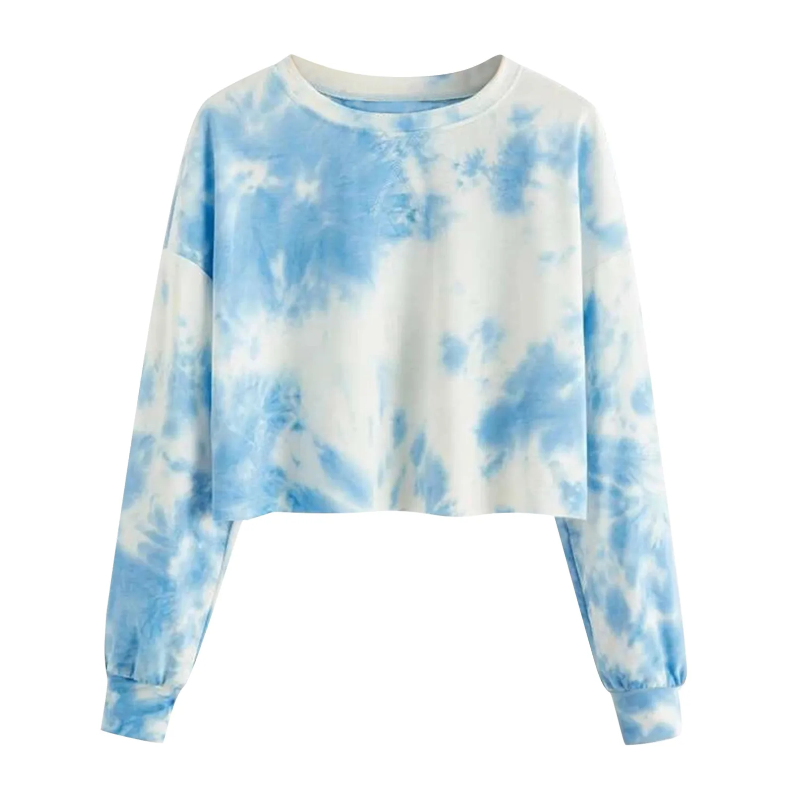 Pullover Drop Shoulder Tie-dye Gradient Print Round Neck Long Sleeve Hoodies Pullover Tops Las Mujeres Sweetshirts Teen Girls