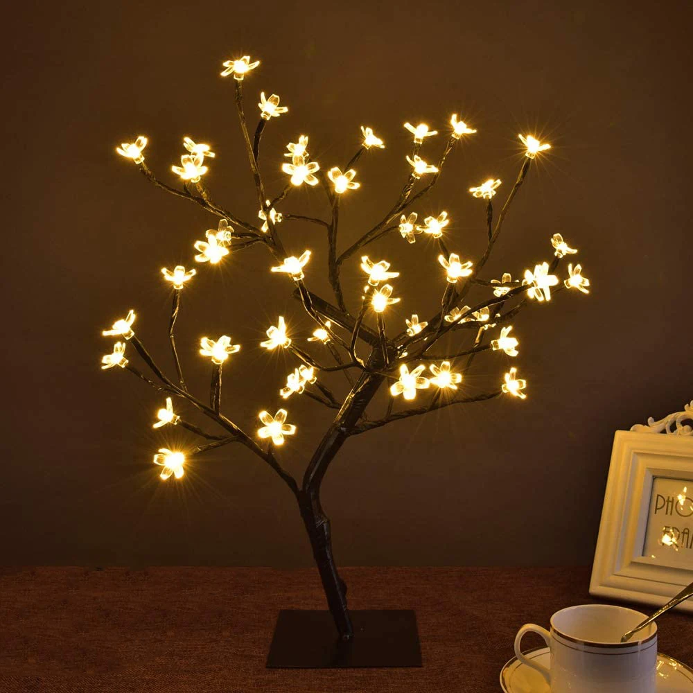

LED Cherry Blossom Tree Branches Light Table Night Lamps 24/36/48leds Flower Lantern for Wedding Festival Party Bedroom Decor