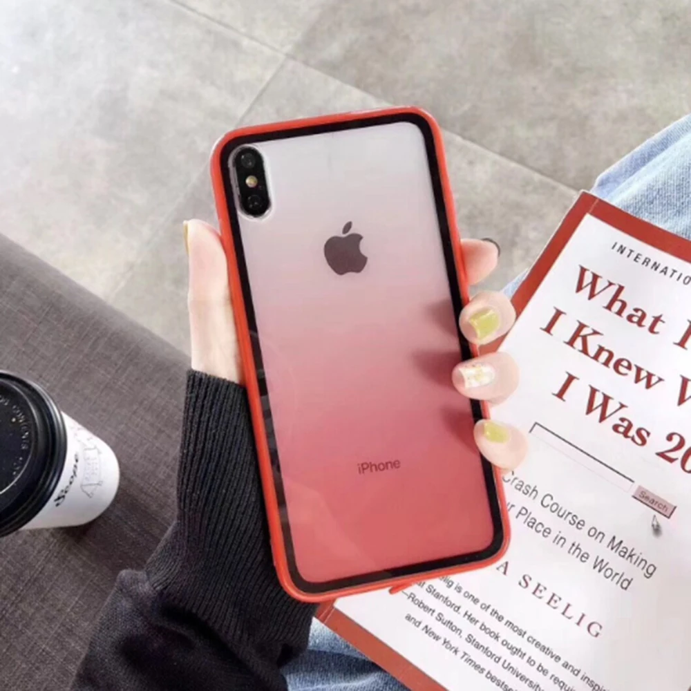 Для iPhone 11 Pro Max Чехлы цветной Градиент прозрачный чехол для телефона мягкий клей