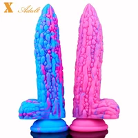 soft convex penis liquid silicone bitter gourd dildo sucker realistic masturbation female sex toys lesbian vagina anal massage