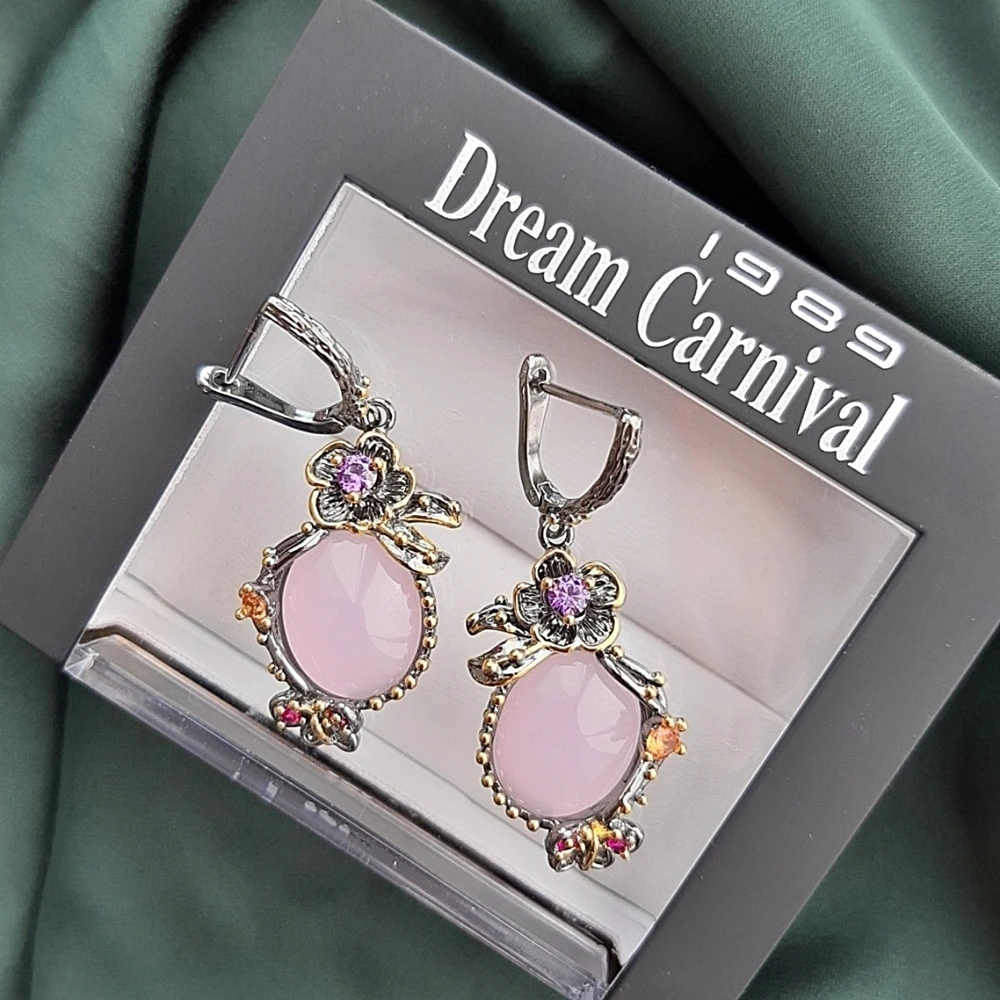 DremCarnival 1989 стильные украшения висячие серьги камень кубический цирконий розовый опал повседневные серьги вечерние серьги элегантные серьги аксессуары медные серьги с золотым напылением