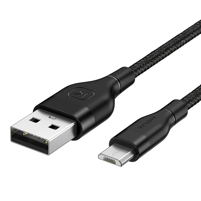 KUULAA mi cro USB кабель для Xiaomi mi Red mi Note 5 быстрое зарядное устройство mi croUSB шнур для зарядки и передачи данных для samsung S7 huawei Honor 8X - Цвет: Black