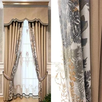 european luxury modern simple splicing curtain fabric chenille shade curtain fabric living room bedroom curtain finished product
