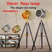 Vintage LED Chandeliers Retro Floor Lamp Tripod LED Searchlight For Living Room Decor Home Luminaire Hotel AC85-265v