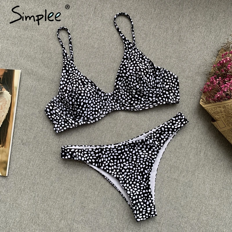 Женский купальник Simplee c пуш ап привлекательное бикини с принтом в горошек
