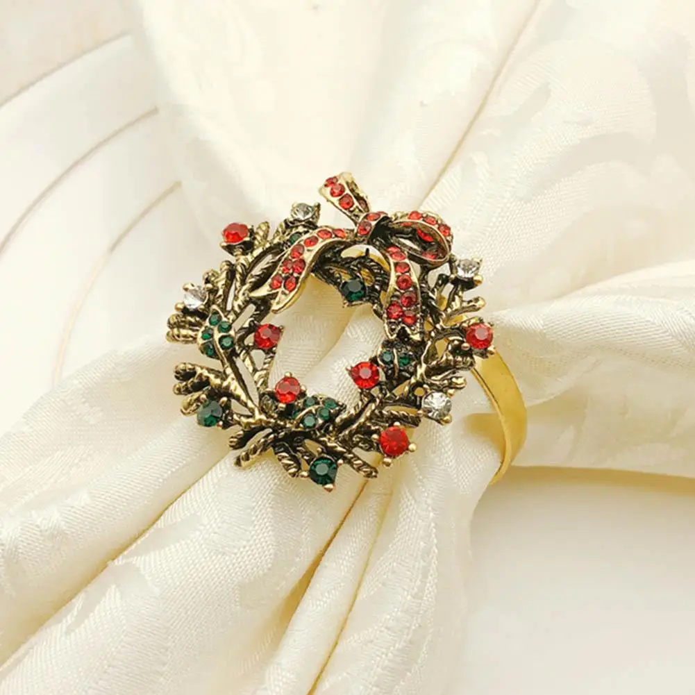 Рождественская салфетка с пряжкой стразы Золотая кольцо ткань товары для отеля