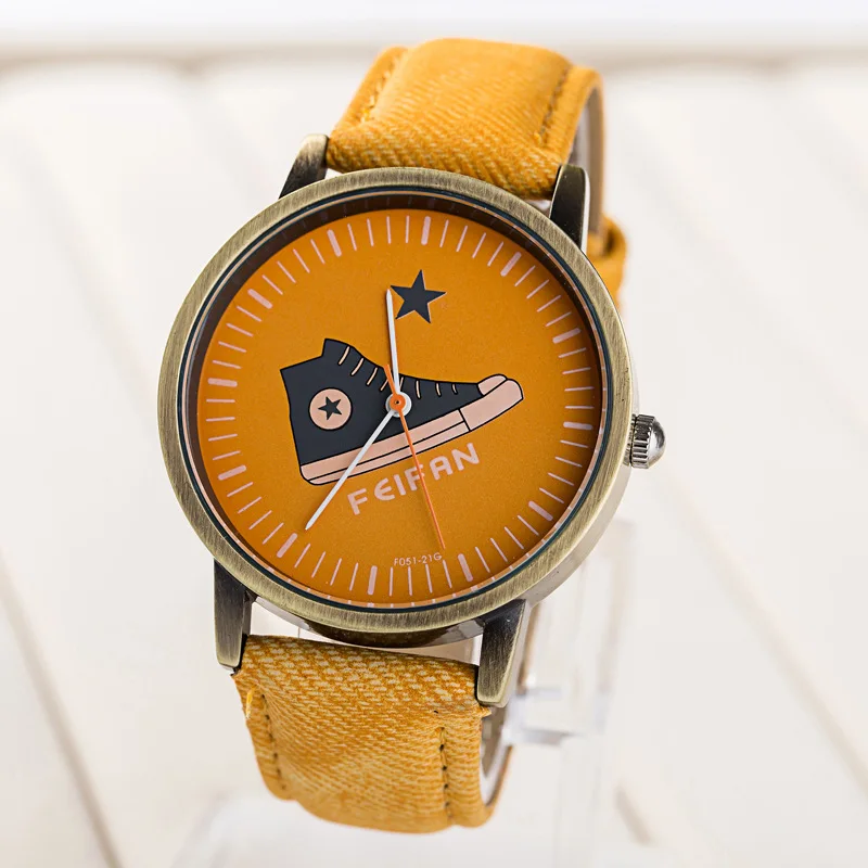 

Часы наручные мужские и женские, повседневные Модные парусиновые туфли из старой джинсовой кожи