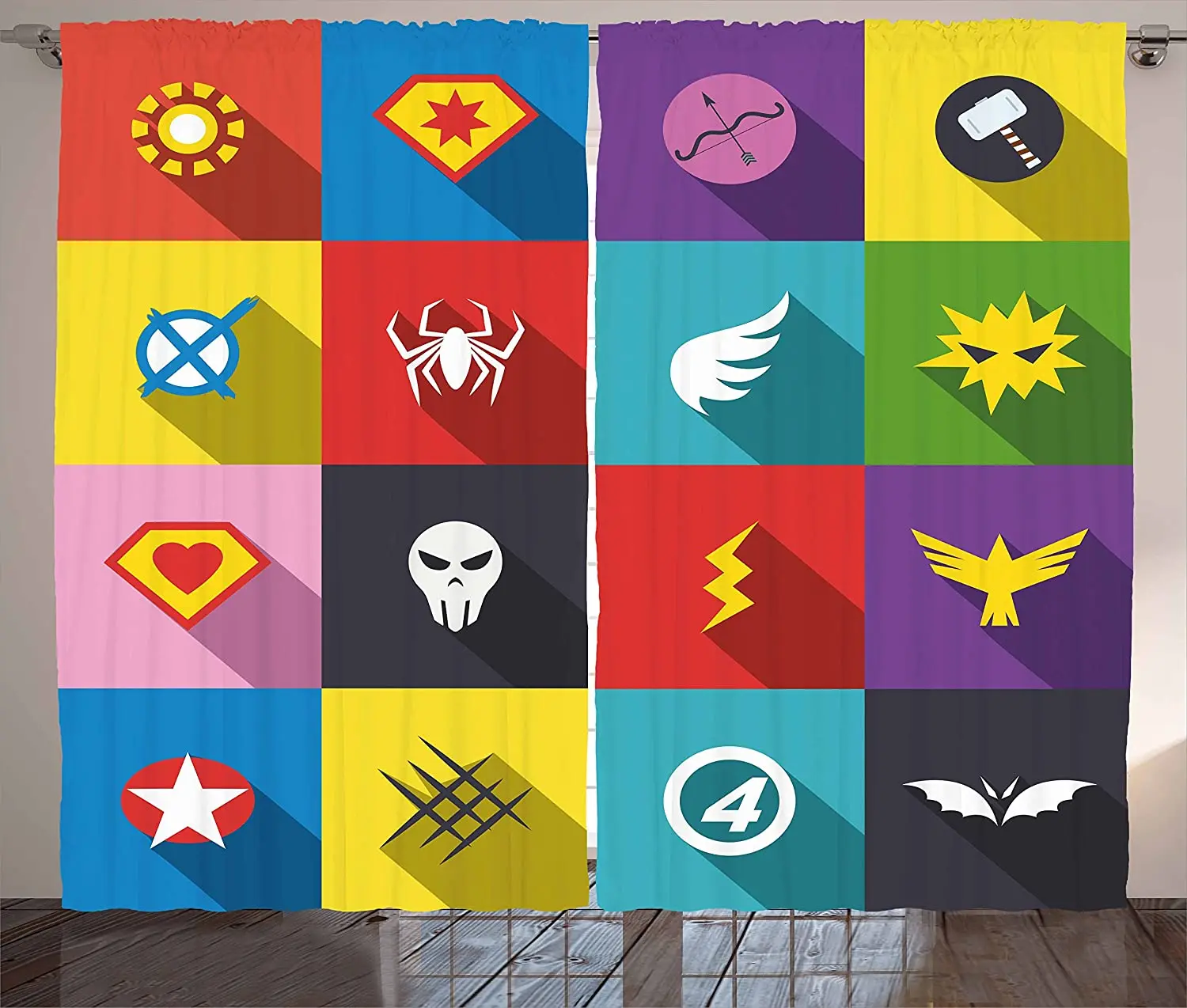 Оконные шторы в стиле ретро с супергероями занавески несколькими логотипами