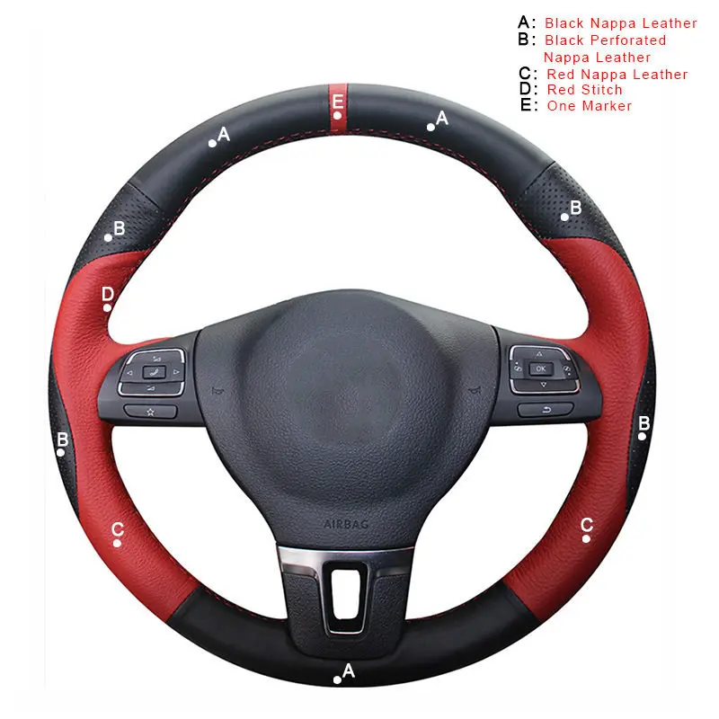 Top Layer Leather Авто оплетка на руле Крышка для Volkswagen VW Golf Tiguan Passat B7 Passat CC Touran Jetta Mk6 автомобильные чехлы автостайлинг - Название цвета: Top Layer Leather
