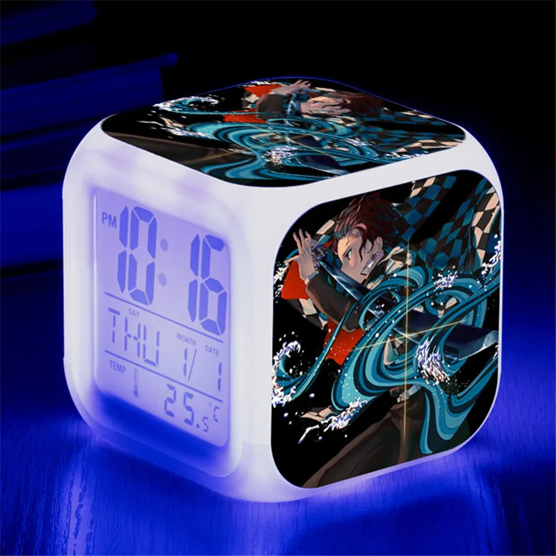 Demon Slayer Kimetsu No Yaiba Tsuyuri Kanawo Alarm Clock LED 7 Color Flash Changing Touch Light Funny Kids Toys Xmas | Игрушки и хобби