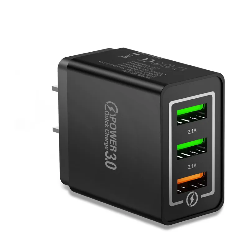 USLION USB зарядное устройство 3A Quick Charge 3,0 Для iPhone Micro type C быстрое настенное зарядное устройство для samsung Xiaomi huawei зарядное устройство для мобильных телефонов - Тип штекера: All Black