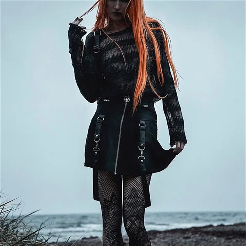 

Gothic Summer Sexy High Waist Plaid Pleated SKirt Y2K Punk Goth Dark Grunge Buckle Zip Belts A Line Skirt Egirl Emo Alt Clothes