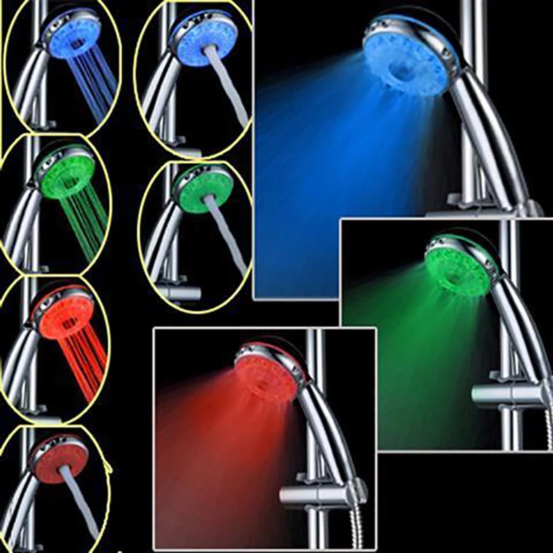 adjustable temperature shower head 3 mode 7 color led light sprinkler sensor bath sprinkler colorful flash bathroom shower head free global shipping