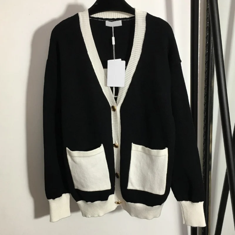 

Женский однобортный Кардиган с V-образным вырезом и карманами