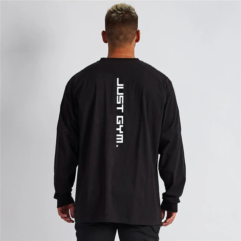 

Dropped Shoulder Oversized T shirt Mens Autumn Fashion Long Sleeve Sportswear Hip Hop Tops Tees Loose T-shirt Male Cotton Tshirt