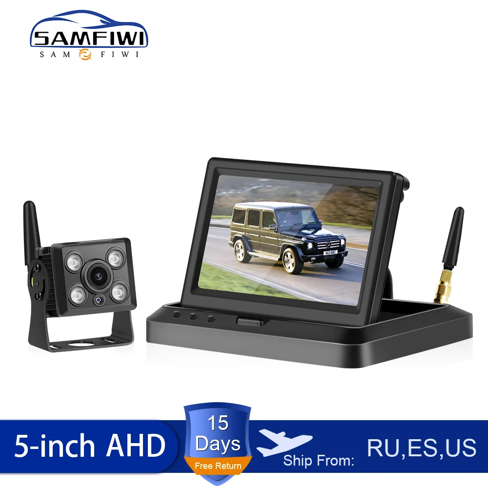 AHD Wireless Car monitor Screen 5 inch TFT LCD IR Rear View Camera Reverse Backup Wifi Camera For Bus Truck