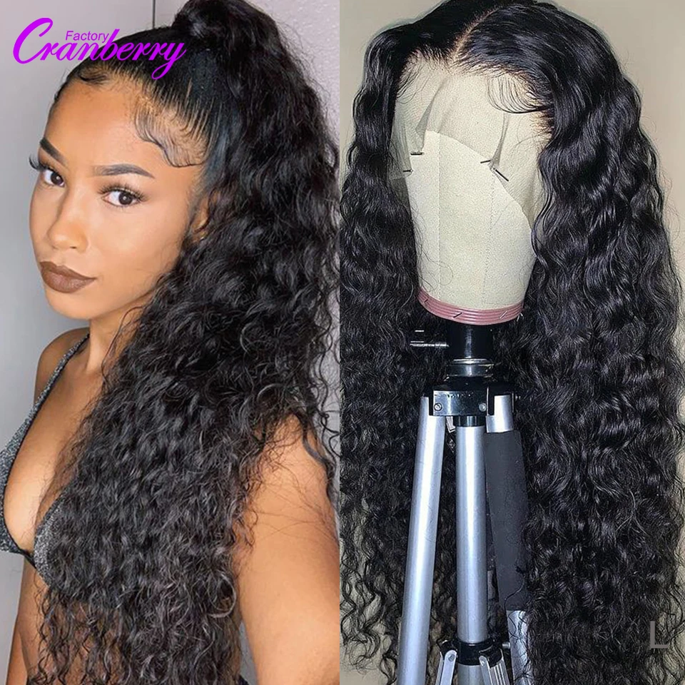 

CRANBERRY Deep Curly Lace Front Wig Human Hair Wigs For Black Women Deep Wave 4x4 Glueless Lace Closure Wig Prelucked Hairline