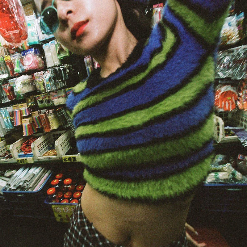 Женский укороченный свитер в полоску повседневный облегающий флисовый теплый