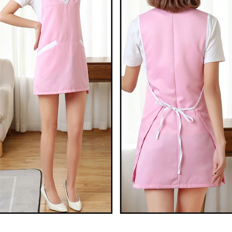 Короткая официантка гвозди кофейня ресторанный фартук черный розовый домашнее