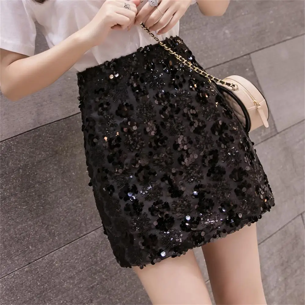 Женская золотистая мини юбка расшитая блестками вечерние Рождественские