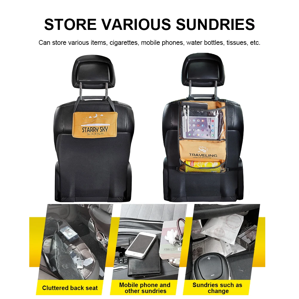 

Car Backseat Organizer Car Seat Organizer Kick Mats Muti-Pocket Back Seat Storage Bag to Organize Toy iPad Bottle Snacks Books
