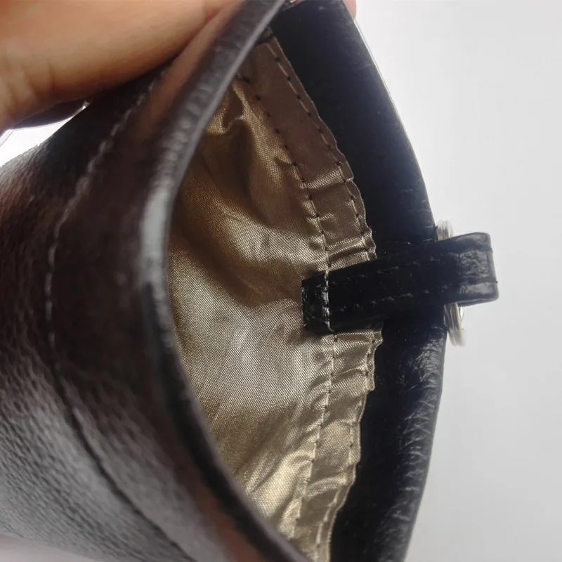 Черный кошелек для автомобильных ключей из натуральной воловьей кожи держатель