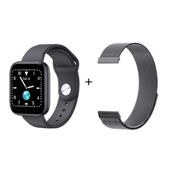 Black Add Strap T85 Смарт-часы с цветным экраном, спортивный браслет с сердечным ритмом и кислородом для измерения артериального давления, музыкальный фитнес-браслет - Цвет: Black Add Strap