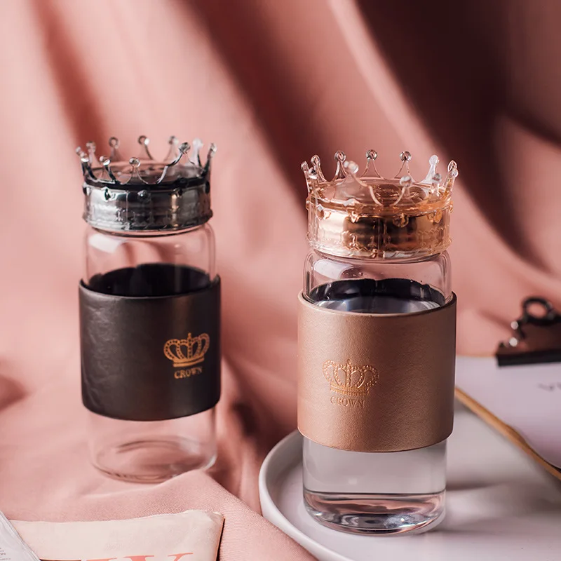 Creative Crown Glass Crystal Water Transparent Mug Drinking 320ml Borosilicate Cup In Tumblers Juice Cups Drinkware | Дом и сад