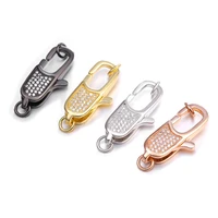 4pcs 1025mm cz micro pave oval hook lobster clasp cubic zirconia clasp