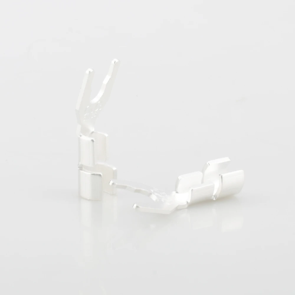 New 8pcs Hi-end Solid Copper plug Silver plated Spade Plug Speaker Cable Wire Connector HiFi Pure Copper Silver plated spade