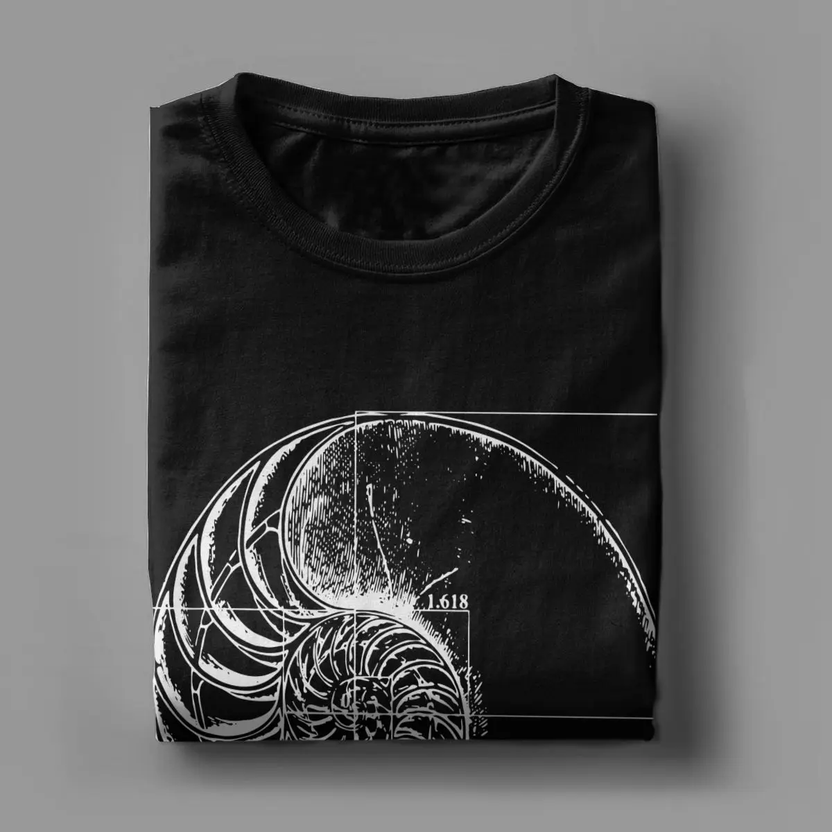 Мужская футболка Fibonacci On A Nautilus Shell Crazy из чистого хлопка с короткими рукавами