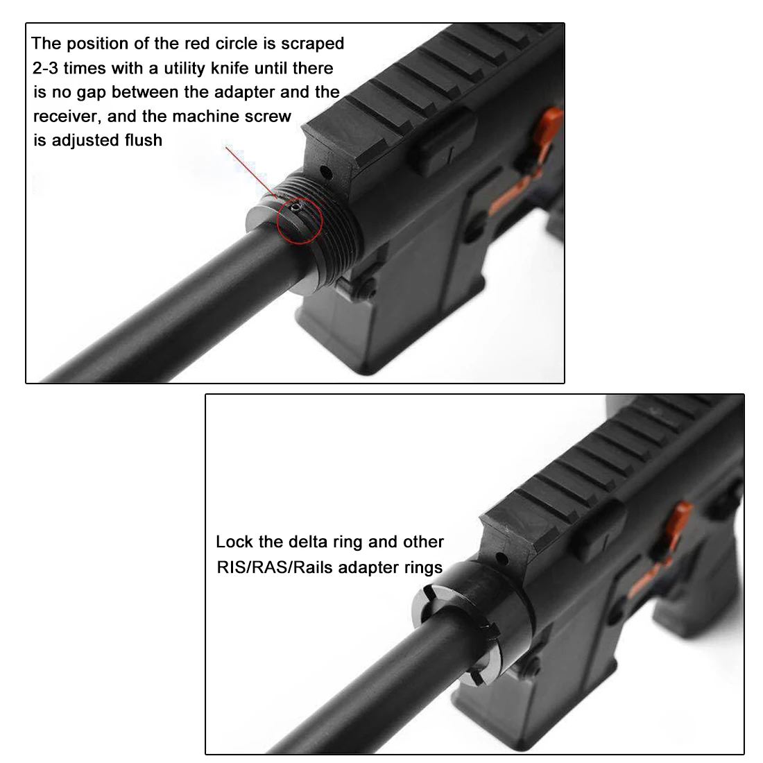 14mm Front Interface Reverse Thread Concavo-Convex Pipe Metal Outer and Adapter Ring for JM Gen.9 / HK416 TTM | Игрушки и хобби