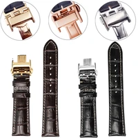 watch band for longiness masters collection business leather watch strap belts for man 20 21mm strap rose gold butterfly buckle