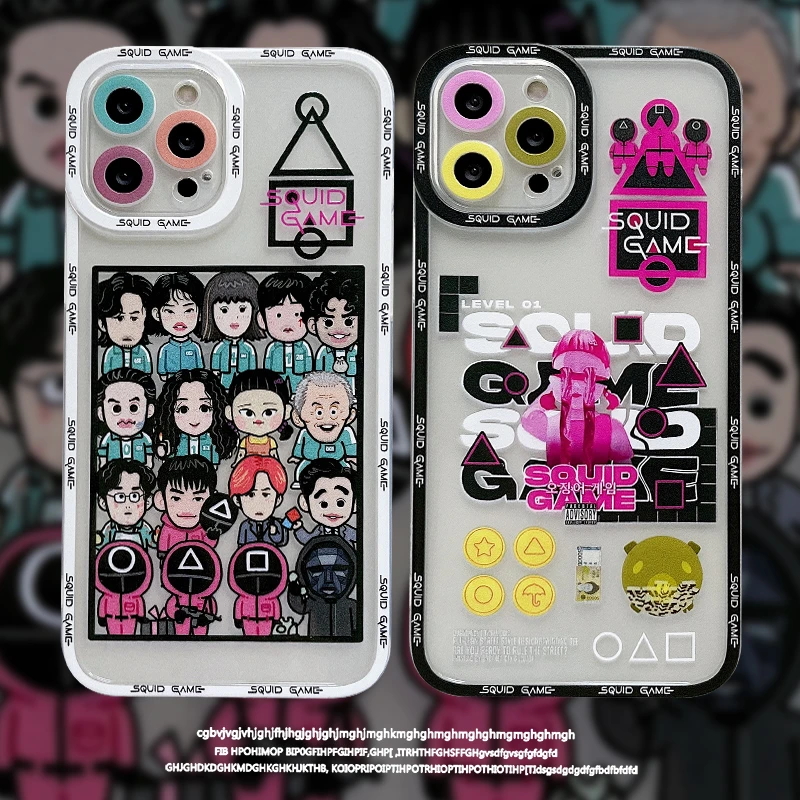 

Funny Cartoon Squid Game illustration Korean Phone Case For iPhone 13 12 11 Pro Max X Xs Max Xr 7 8 Plus Cases Soft TPU Cover