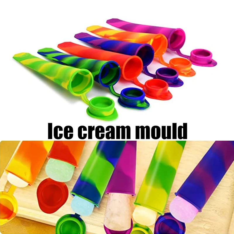 

Ice Pop Mold with Lid Set of 6 Colorful Silicone Ice Sucker Maker DIY Soft Dessert Mould Slim Chillers for Home Kitchen Ship