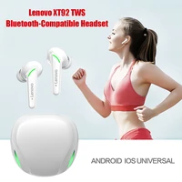 lenovo xt92 touch tws stereo earbuds with charging box bluetooth compatible 5 1 headphones wireless sports running gaming in ear