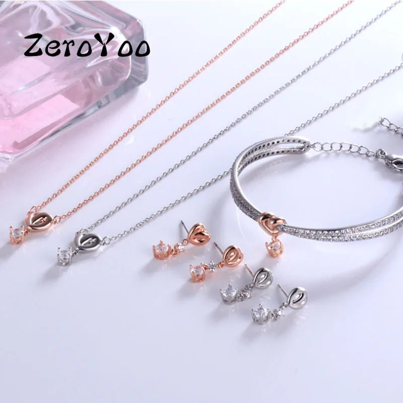 

SWA Fashion Jewelry Sets Love Rose LIFELONG HEART Love Name Necklace Earrings Bracelets Romantic Gift For Women Free Shipping