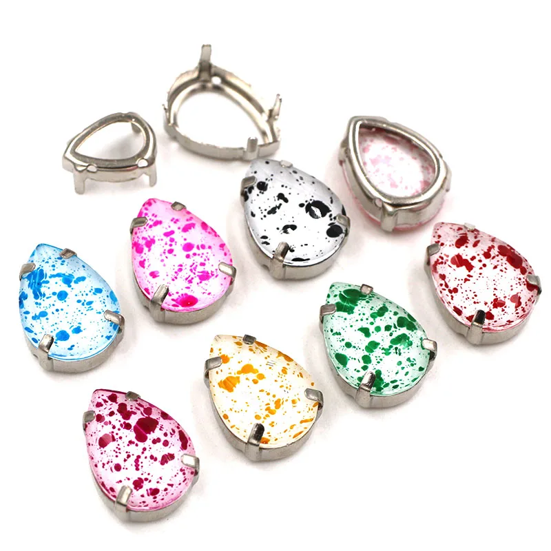 Новинка стеклянная Хрустальная оправа в форме капли острые Стразы для одежды |