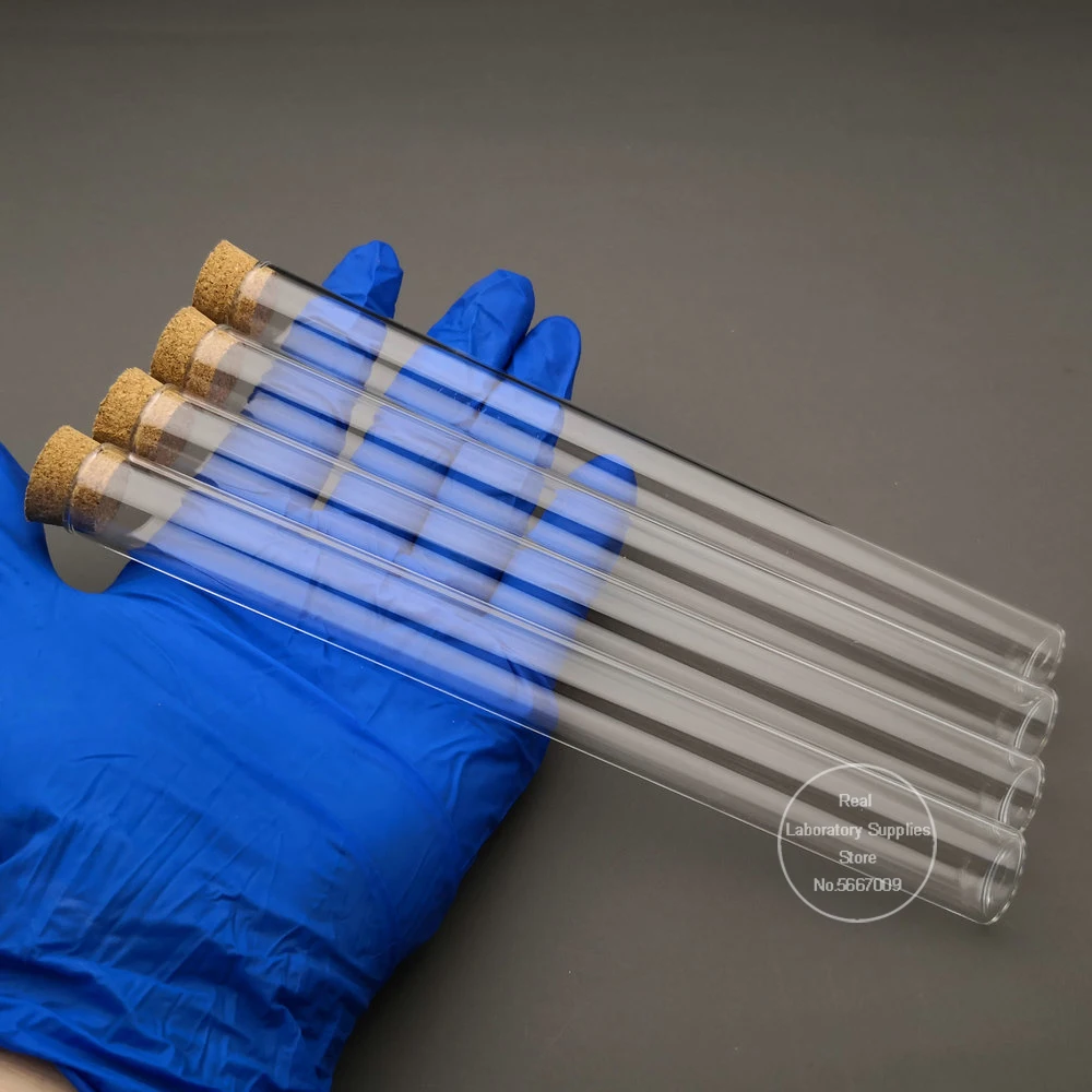 

10pcs/lot 18x180mm Clear Flat Bottom Glass Test Tube With Cork Stoppers Laboratory Glassware Container