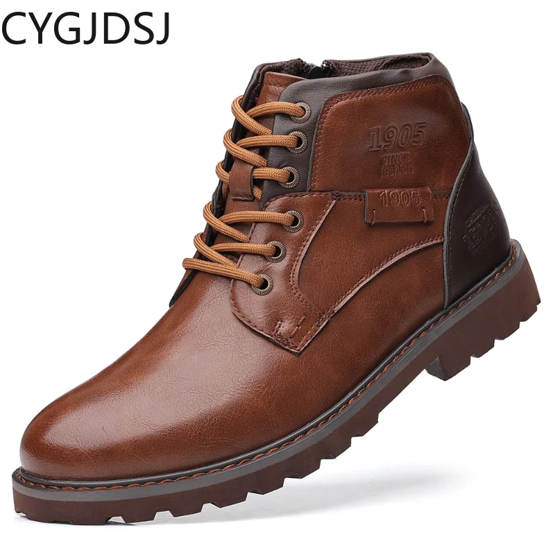 

Повседневная обувь на платформе, ботильоны для мужчин, кожаная повседневная обувь, массивные ботинки Stivali Werkschoenen, роскошные брендовые Дизай...