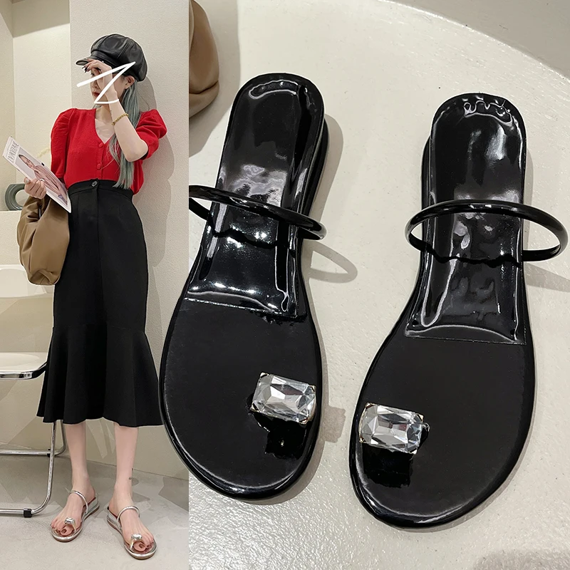 

Slippers Women Summer On A Wedge Rubber Flip Flops Female Shoes Platform Low Square heel Glitter Slides Soft Hawaiian 2021 Block