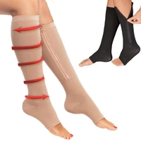 men women compression zip sox stockings zipper leg support unisex open toe knee stockings socks hosiery