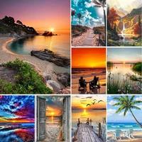 5d diy diamond painting landscape sunset sea kit full drill square embroidery mosaic art picture of rhinestones home decor gift