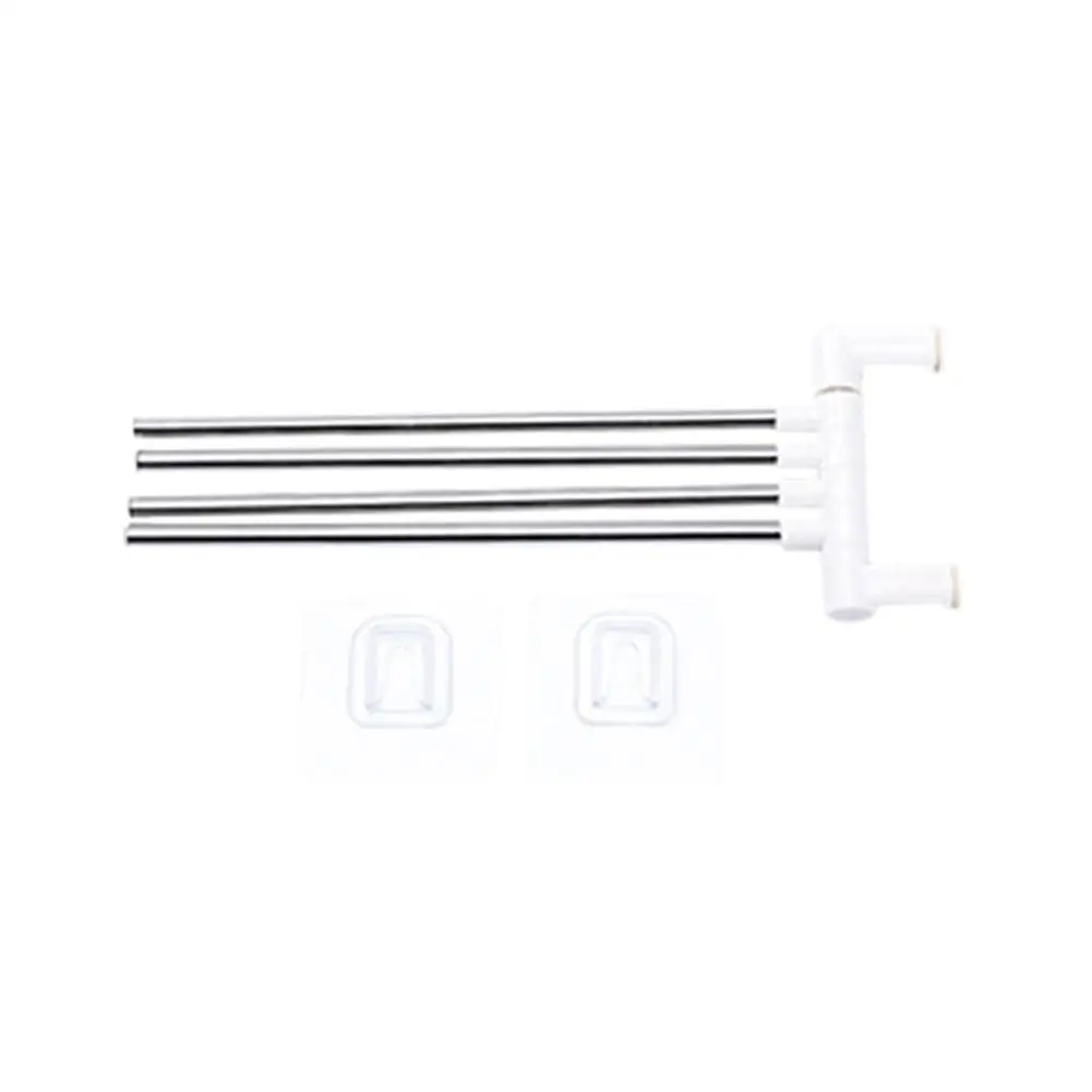 

Bathroom Towel Rack Rotating Towel Holder Wall Mounted Shelf Rack Bar Towel 4 Swivel Hanger Steel Rail Bathroom X0Y8