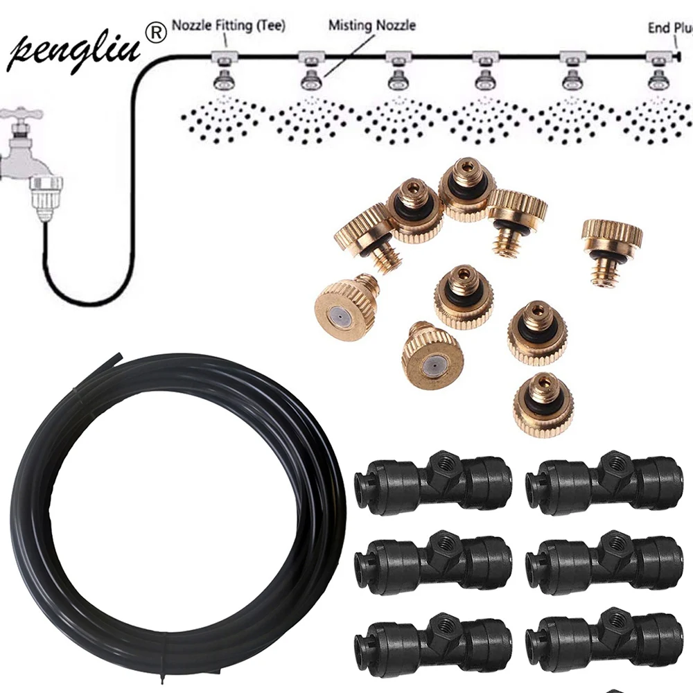 

Low Pressure High Quality Atomizing Misting Brass Nozzle Cooling Water Fog Sprayer System For Garden Watering Adjustable Water