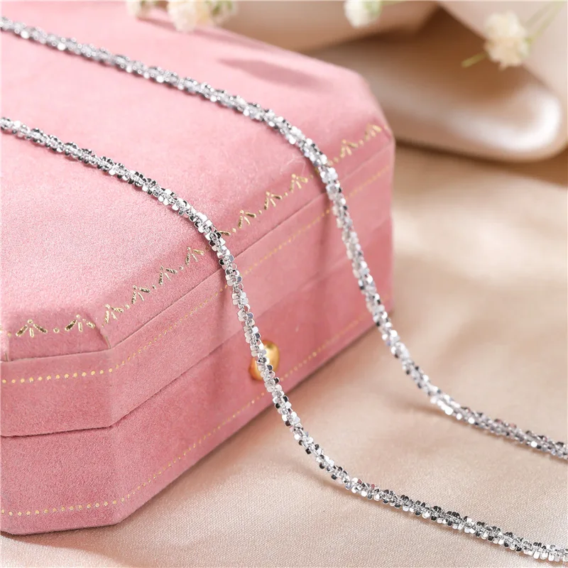 

Authentic Italian S925 Silver Necklace Sparkling Clavicle Chain Sweater Chain High Jewelry For Woman Charm Jewelry Gift