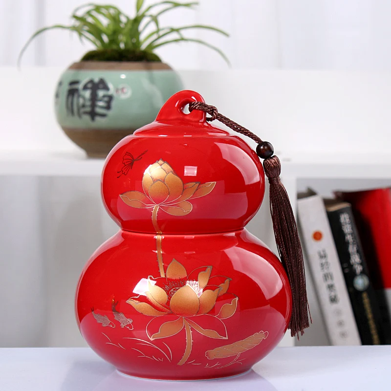 Керамическая герметичная банка для чая Calabash большая двухслойная Puɾr половина